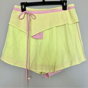 OPEN Asymmetrical High-Rise Skort | M | Green and Pink | Woman